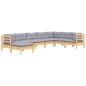 vidaXL 8-tlg. Garten-Lounge-Set mit Grauen Kissen Kiefer Massivholz vidaXL 8-tlg. Garten-Lounge-Set mit Grauen Kissen Kiefer Massivholz