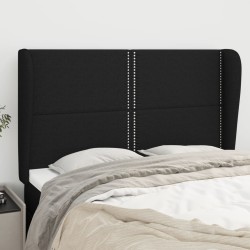 vidaXL Kopfteil mit Ohren Schwarz 147x23x118/128 cm Stoff
