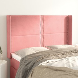 vidaXL Kopfteil mit Ohren Rosa 147x16x118/128 cm Samt