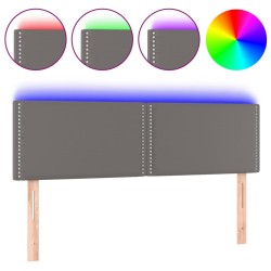 vidaXL LED Kopfteil Grau 144x5x78/88 cm Kunstleder