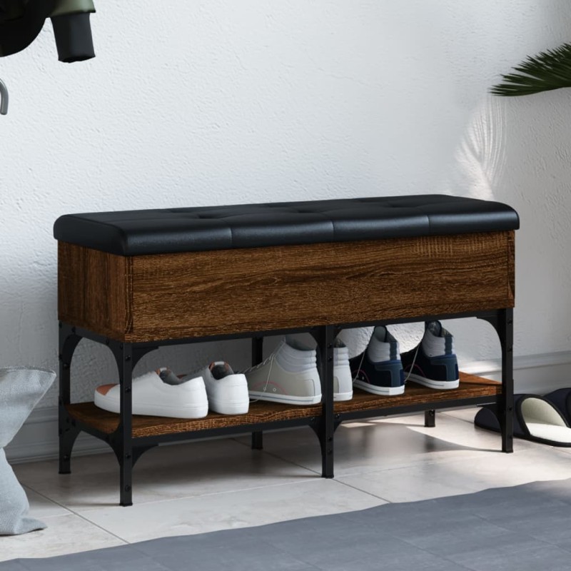 vidaXL Schuhbank Braun Eichen-Optik 82x32x45 cm Holzwerkstoff vidaXL Schuhbank Braun Eichen-Optik 82x32x45 cm Holzwerkstoff
