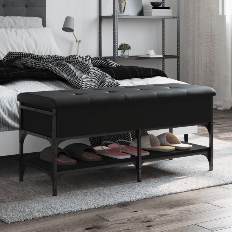 vidaXL Schuhbank Schwarz 102x42x45 cm Holzwerkstoff vidaXL Schuhbank Schwarz 102x42x45 cm Holzwerkstoff