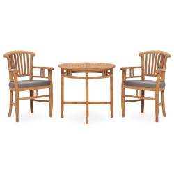 3-tlg. Garten-Essgruppe mit Kissen Massivholz Teak