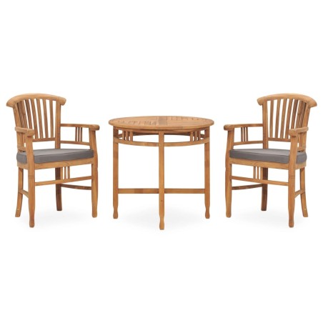 3-tlg. Garten-Essgruppe mit Kissen Massivholz Teak