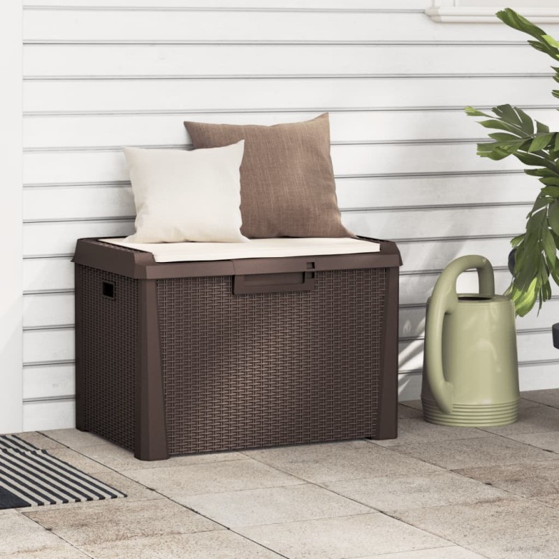 vidaXL Gartentruhe mit Sitzkissen Braun 125 L PP vidaXL Gartentruhe mit Sitzkissen Braun 125 L PP