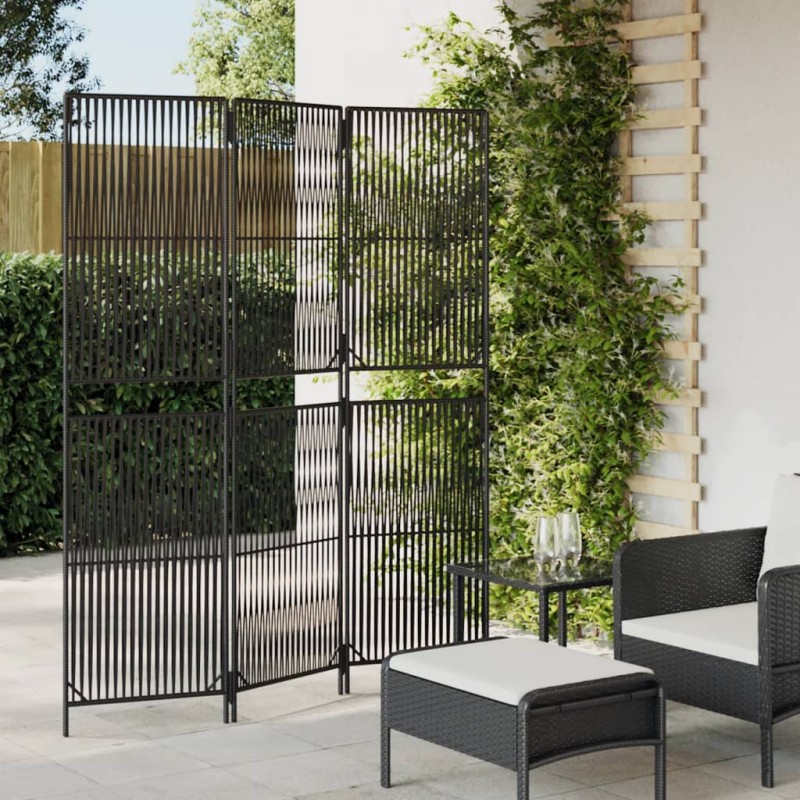 vidaXL Paravent 3-tlg. Schwarz Poly Rattan vidaXL Paravent 3-tlg. Schwarz Poly Rattan
