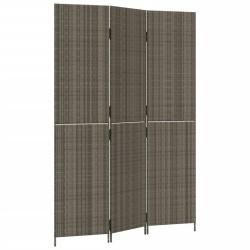 vidaXL Paravent 3-tlg. Grau Poly Rattan