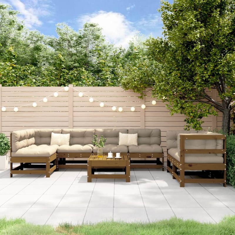 vidaXL 8-tlg. Garten-Lounge-Set Honigbraun Massivholz Kiefer vidaXL 8-tlg. Garten-Lounge-Set Honigbraun Massivholz Kiefer