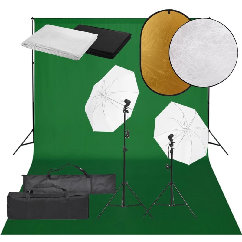 vidaXL Fotostudio-Set mit Beleuchtung, Hintergrund und Reflektor vidaXL Fotostudio-Set mit Beleuchtung, Hintergrund und Reflektor