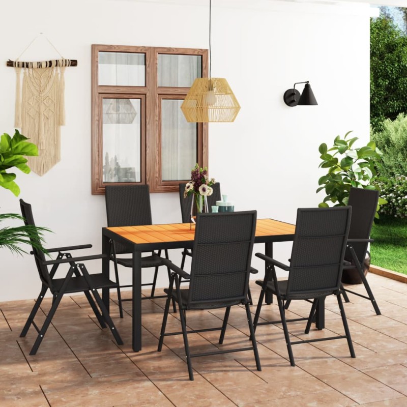 7-tlg. Garten-Essgruppe Schwarz und Braun 7-tlg. Garten-Essgruppe Schwarz und Braun