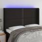 vidaXL LED Kopfteil Schwarz 147x16x118/128 cm Stoff