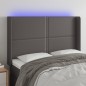 vidaXL LED Kopfteil Grau 147x16x118/128 cm Kunstleder vidaXL LED Kopfteil Grau 147x16x118/128 cm Kunstleder