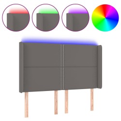 vidaXL LED Kopfteil Grau 147x16x118/128 cm Kunstleder