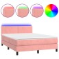 vidaXL Boxspringbett mit Matratze & LED Rosa 140x190 cm Samt vidaXL Boxspringbett mit Matratze & LED Rosa 140x190 cm Samt
