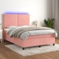 vidaXL Boxspringbett mit Matratze & LED Rosa 140x190 cm Samt vidaXL Boxspringbett mit Matratze & LED Rosa 140x190 cm Samt