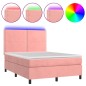 vidaXL Boxspringbett mit Matratze & LED Rosa 140x190 cm Samt vidaXL Boxspringbett mit Matratze & LED Rosa 140x190 cm Samt