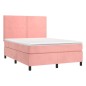 vidaXL Boxspringbett mit Matratze & LED Rosa 140x190 cm Samt vidaXL Boxspringbett mit Matratze & LED Rosa 140x190 cm Samt