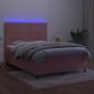 vidaXL Boxspringbett mit Matratze & LED Rosa 140x190 cm Samt vidaXL Boxspringbett mit Matratze & LED Rosa 140x190 cm Samt