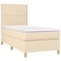 vidaXL Boxspringbett mit Matratze & LED Creme 80x200 cm Stoff vidaXL Boxspringbett mit Matratze & LED Creme 80x200 cm Stoff