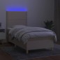 vidaXL Boxspringbett mit Matratze & LED Creme 80x200 cm Stoff vidaXL Boxspringbett mit Matratze & LED Creme 80x200 cm Stoff