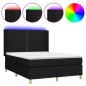 vidaXL Boxspringbett mit Matratze & LED Schwarz 140x200 cm Stoff vidaXL Boxspringbett mit Matratze & LED Schwarz 140x200 cm Stoff
