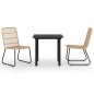 3-tlg. Garten-Essgruppe Poly Rattan und Glas 3-tlg. Garten-Essgruppe Poly Rattan und Glas