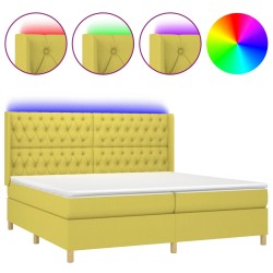 vidaXL Boxspringbett mit Matratze & LED Grün 200x200 cm Stoff