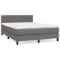 vidaXL Boxspringbett mit Matratze Grau 140x200 cm Kunstleder vidaXL Boxspringbett mit Matratze Grau 140x200 cm Kunstleder