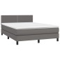 vidaXL Boxspringbett mit Matratze Grau 140x200 cm Kunstleder vidaXL Boxspringbett mit Matratze Grau 140x200 cm Kunstleder