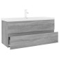 vidaXL Waschbeckenschrank mit Einbaubecken Grau Sonoma Holzwerkstoff vidaXL Waschbeckenschrank mit Einbaubecken Grau Sonoma Holzwerkstoff