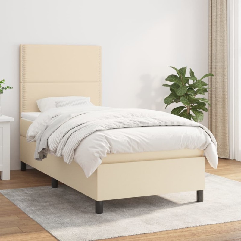 vidaXL Boxspringbett mit Matratze Creme 80x200 cm Stoff vidaXL Boxspringbett mit Matratze Creme 80x200 cm Stoff