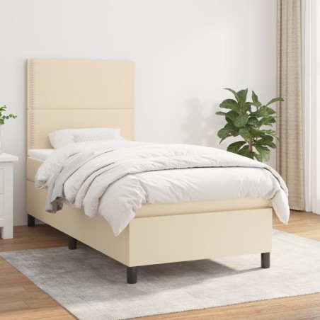 vidaXL Boxspringbett mit Matratze Creme 80x200 cm Stoff