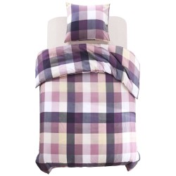 vidaXL Bettwäsche-Set Lila Kariert 155x220/80x80 cm