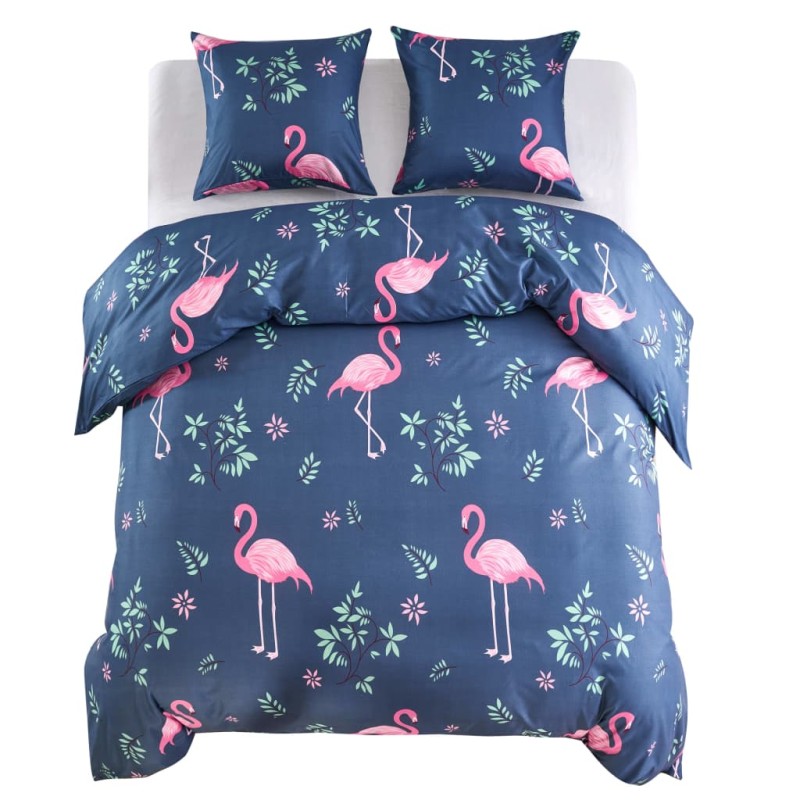 vidaXL Bettwäsche-Set Flamingo Marineblau/Rosa 200x200/80x80 cm vidaXL Bettwäsche-Set Flamingo Marineblau/Rosa 200x200/80x80 cm