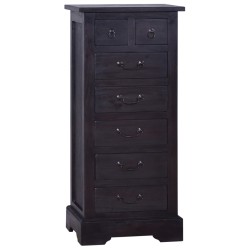 vidaXL Kommode Hellschwarz 45x35x100 cm Massivholz Mahagoni