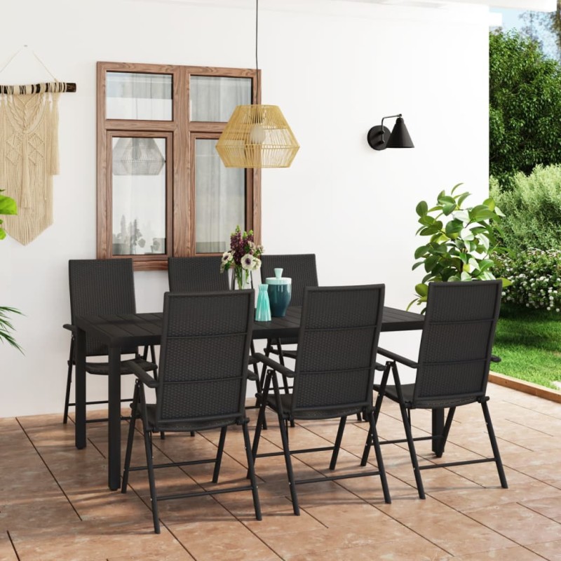 vidaXL 7-tlg. Garten-Essgruppe Schwarz vidaXL 7-tlg. Garten-Essgruppe Schwarz