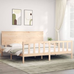 vidaXL Massivholzbett mit Kopfteil