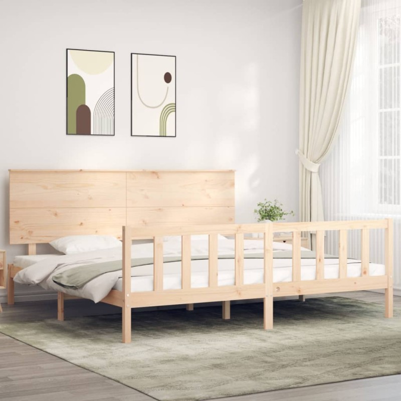 vidaXL Massivholzbett mit Kopfteil