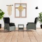 3-tlg. Garten-Lounge-Set mit Auflagen Poly Rattan Hellgrau 3-tlg. Garten-Lounge-Set mit Auflagen Poly Rattan Hellgrau