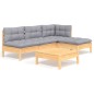 vidaXL 5-tlg. Garten-Lounge-Set mit Grauen Kissen Kiefernholz vidaXL 5-tlg. Garten-Lounge-Set mit Grauen Kissen Kiefernholz