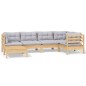 vidaXL 6-tlg. Garten-Lounge-Set mit Grauen Kissen Kiefer Massivholz vidaXL 6-tlg. Garten-Lounge-Set mit Grauen Kissen Kiefer Massivholz