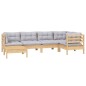 vidaXL 6-tlg. Garten-Lounge-Set mit Grauen Kissen Kiefer Massivholz vidaXL 6-tlg. Garten-Lounge-Set mit Grauen Kissen Kiefer Massivholz