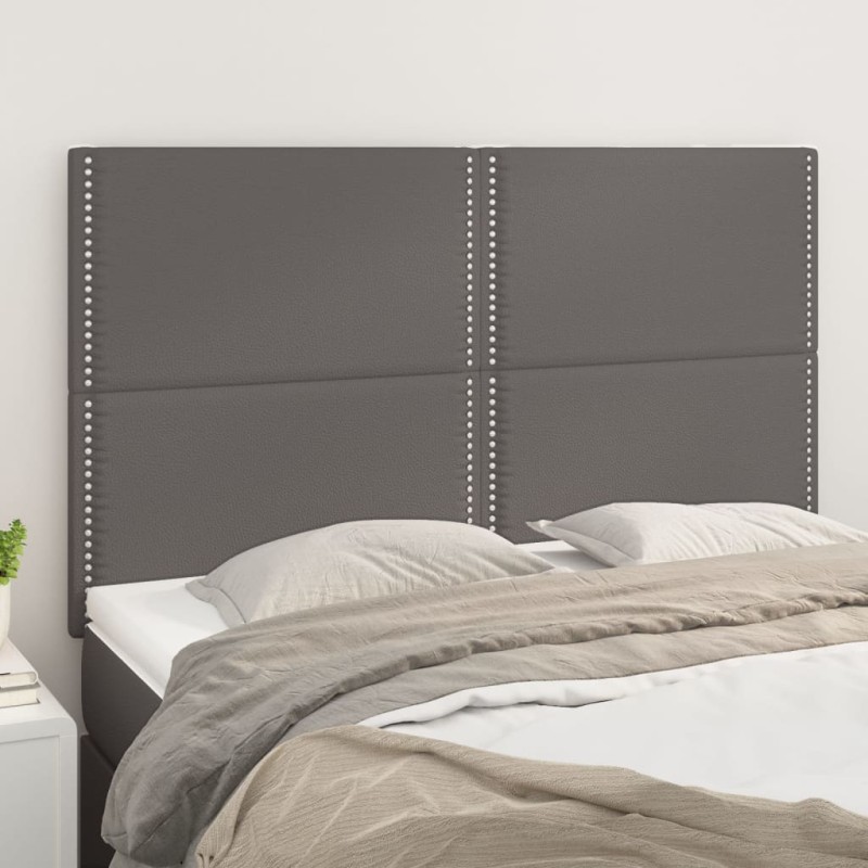 vidaXL Kopfteile 4 Stk. Grau 72x5x78/88 cm Kunstleder
