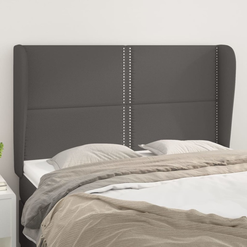 vidaXL Kopfteil mit Ohren Grau 147x23x118/128 cm Kunstleder vidaXL Kopfteil mit Ohren Grau 147x23x118/128 cm Kunstleder
