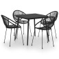 5-tlg. Garten-Essgruppe PVC Rattan Schwarz 5-tlg. Garten-Essgruppe PVC Rattan Schwarz