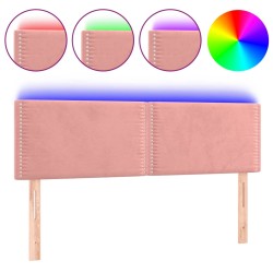 vidaXL LED Kopfteil Rosa 144x5x78/88 cm Samt