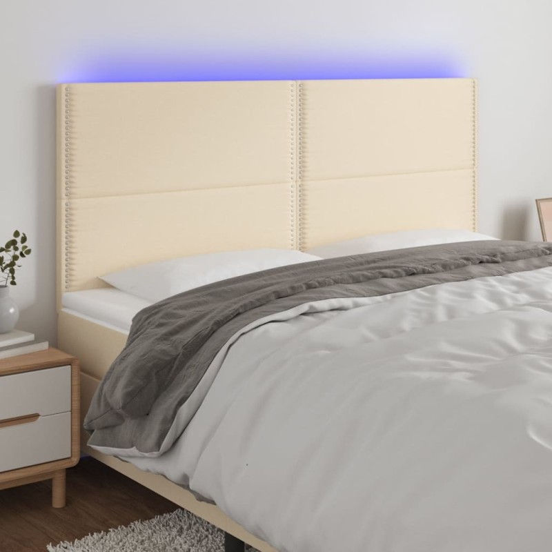 vidaXL LED Kopfteil Creme 160x5x118/128 cm Stoff vidaXL LED Kopfteil Creme 160x5x118/128 cm Stoff