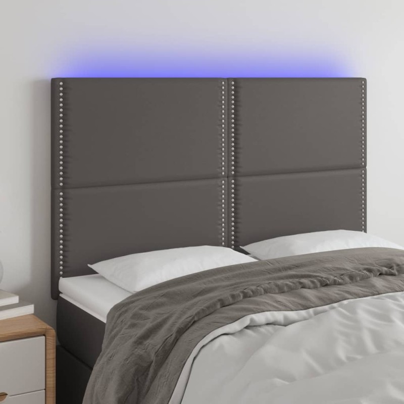 vidaXL LED Kopfteil Grau 144x5x118/128 cm Kunstleder vidaXL LED Kopfteil Grau 144x5x118/128 cm Kunstleder