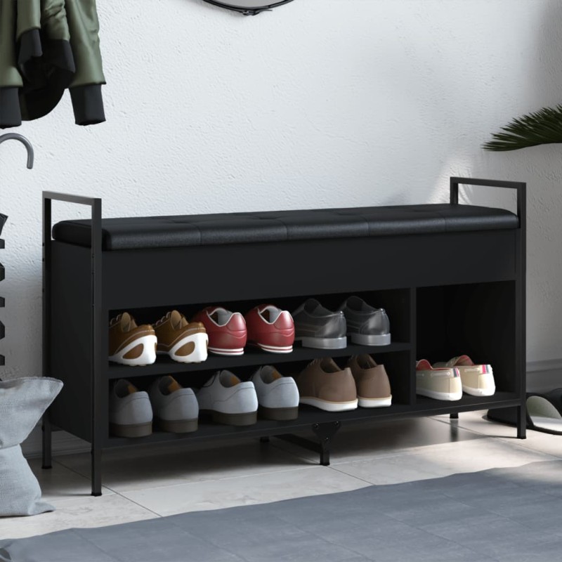 vidaXL Schuhbank Schwarz 105,5x32x57,5 cm Holzwerkstoff vidaXL Schuhbank Schwarz 105,5x32x57,5 cm Holzwerkstoff
