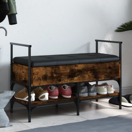 vidaXL Schuhbank Räuchereiche 85,5x42x57,5 cm Holzwerkstoff